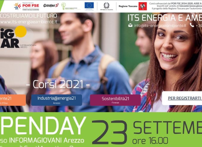 Fondazione ITS Energia e Ambiente: presentazione dei percorsi di Arezzo, Firenze e Colle Val d’Elsa all’Openday presso Informagiovani 23 SETTEMBRE 2021