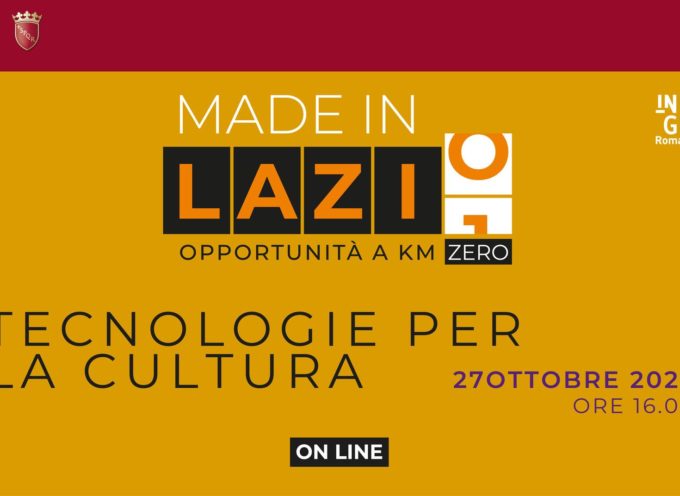 Made in Lazio – Tecnologie per la cultura, webinar GRATUITO online rivolto a tutti i ragazzi interessati a conoscere le opportunità del settore
