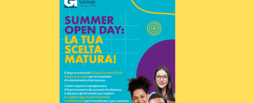 Gi Group Arezzo: summer open day del mese di luglio dedicato ai neodiplomati o diplomandi!