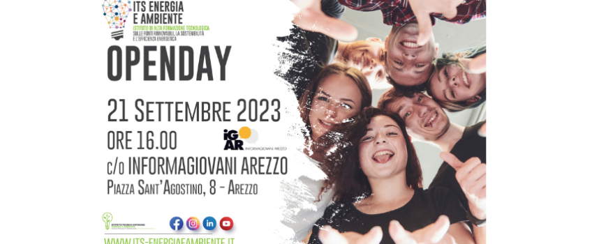 ITS Energia e Ambiente: Open day in presenza a InformaGiovani Arezzo | 21 settembre 2023 – ore 16:00
