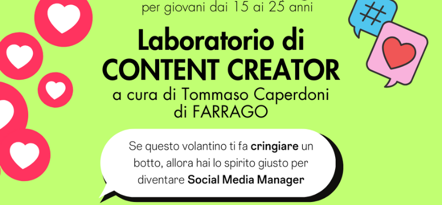 Laboratorio di CONTENT CREATOR gratuito ad Arezzo per giovani da 15 a 25 anni